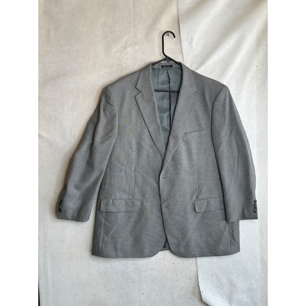 Joseph & Feiss Mens Grey Micro Houndstooth Two Button Blazer Sport Coat 48R